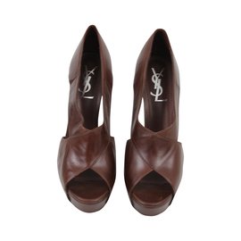 Escarpins Yves Saint Laurent Vanity Cuir Marron