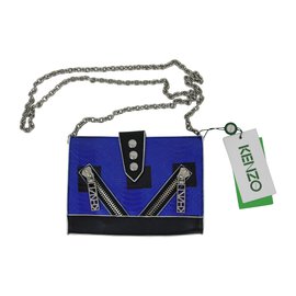 Borsa Kenzo Kalifornia in pelle blu e nera