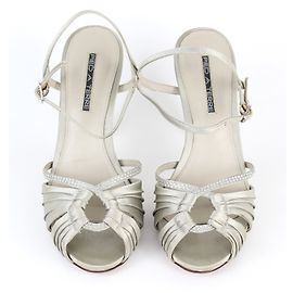 Sandali Pied à Terre in satin grigio con strass Taglia 39
