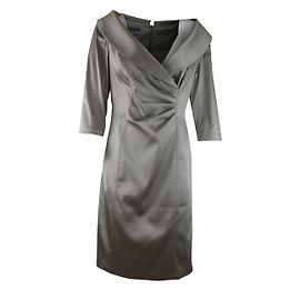 Vestido de noche Kay Unger gris satinado