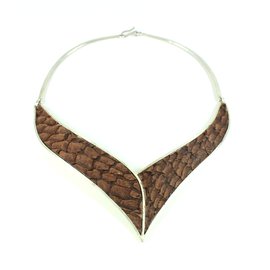 Collana inconnue in argento 925 e pelle