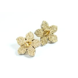 Orecchini a fiore dorati con paillettes inconnue