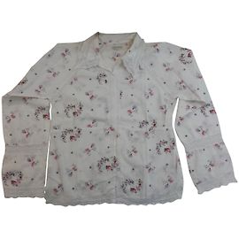 Camisa American Outfitters Bordada de Manga Larga Blanca de Algodón
