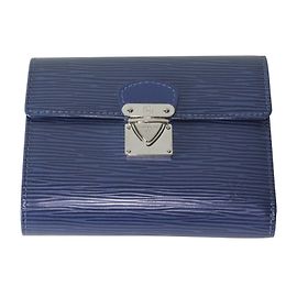 Louis Vuitton Koala Geldbörse Blau Leder
