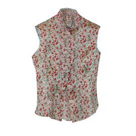 Paul Smith Seidentop mit Blumen und Stehkragen