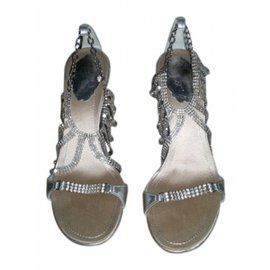 Sandali Rene Caovilla Argento in Pelle con Strass