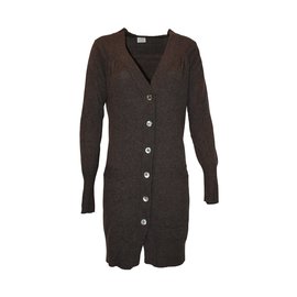Hartford Strickjacke Braun aus Wolle und Kaschmir mit Gürtel