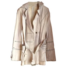 Sylvie Schimmel Leder Trenchcoat Beige