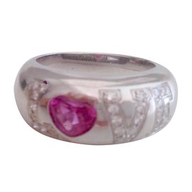 Chopard Love Ring aus Weißgold mit Diamanten und rosa Saphir