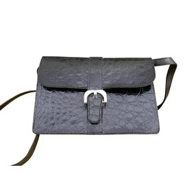 Autre Marque Borsa a mano Marius Patte in pelle di coccodrillo ebano