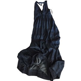 Vestido maxi de denim azul Rene Derhy talla S