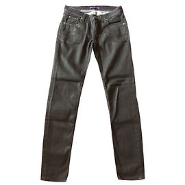 La petite française Black Oiled Stretch Denim Jeans 40