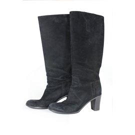Bottes Yves Saint Laurent en daim noir 37