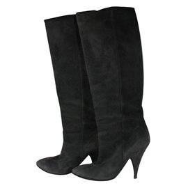 Bottes Yves Saint Laurent en daim gris 37,5