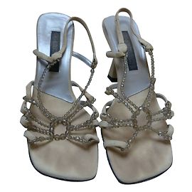 Autre Marque Sandali Alberto Gozzi in pelle beige con perle