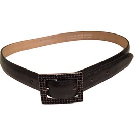 Abaco Bronze Ledergürtel schwarz mit Strasssteinen 65 cm
