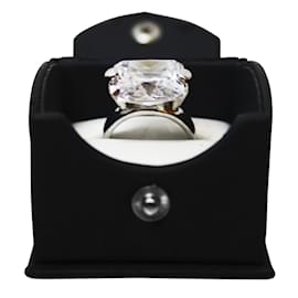 Anello in Argento con Cristallo Bianco Quadrato Taglia 55 - Autre Marque