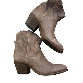 Autre Marque Stiefeletten aus Leder Pythoneffekt Taupe