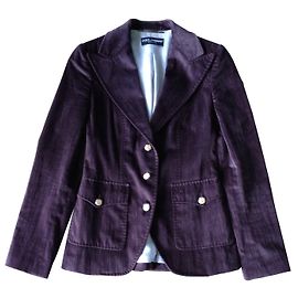 Dolce & Gabbana Blazer aus Seide und Baumwolle Pflaume Samt-Effekt