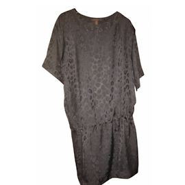 Louis Vuitton Tunika Kleid schwarz Seide Leopardenmuster
