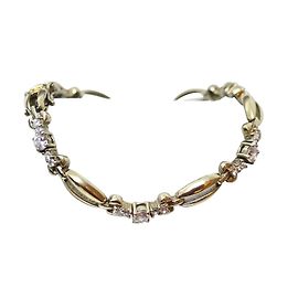 Autre Marque Bracciale Art Déco in Argento con Zirconi e Chiusura a Scarabeo