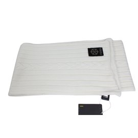 Fendi White Wool Scarf with Black Fur Detail