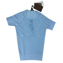 Top in maglia di seta blu Louis Vuitton