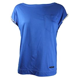 Top Louis Vuitton de algodón azul con pedrería