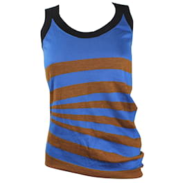 Top sin mangas Louis Vuitton de rayas azul y marrón XS