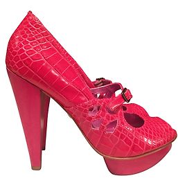 Buffalo London Pumps Fuschia Pink Leder Absatz Größe 37