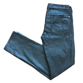 Jeans Straight Leg 7 For All Mankind Negro Metalizado