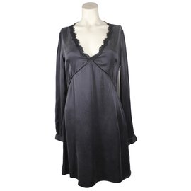 Les Petites Kleid aus Seide und Baumwolle Schwarz