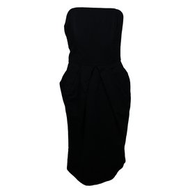Manoush Dody trägerloses Kleid schwarz Leinen Baumwolle