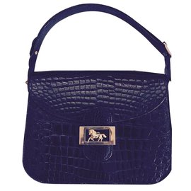 Borsa a tracolla Céline in pelle di coccodrillo nera