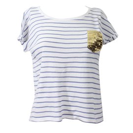 Sud Express Toiny Striped Cotton Shirt Blue White - Autre Marque
