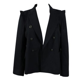 Sandro Schwarze Jacke mit Rüschendetails Größe 40