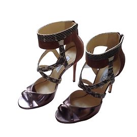 Décolleté Jimmy Choo President Pelle Argento Bordeaux Serpente