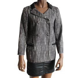Chaqueta J.Crew de algodón con cuello de lentejuelas Gris Blanco