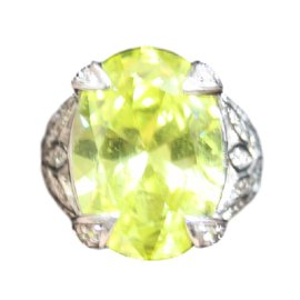 inconnue Silberring mit Zirkon in Peridot Grün Größe 55
