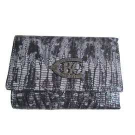 Autre Marque Cavalli Leather Reptile Motif Wallet Grey