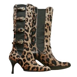 Botas Dolce & Gabbana Estampa Leopardo em Pele de Vitelo 37