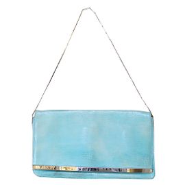 Pochette Lanvin in pelle di pitone turchese con catena