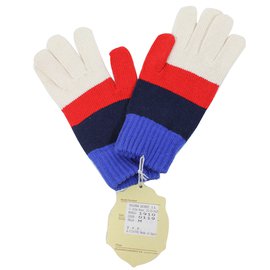 Baumwollhandschuhe Ecru Rot und Blau - Autre Marque