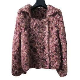 Autre Marque Mehrfarbige Jacke aus Wolle und Mohair Rosa Burgund Beige