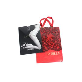 La Perla Medias Desiderio Negras con Motivos Florales