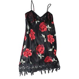 Autre Marque Babydoll Peace and Love Negra con Motivo Floral y Encaje Talla 1