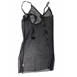 Autre Marque Babydoll in pizzo nero trasparente