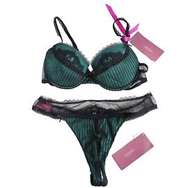 Autre Marque Conjunto de lencería Valisère Burlesque Night de encaje Negro Verde