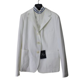 Fay Weißer Baumwoll Blazer mit abnehmbarer Weste