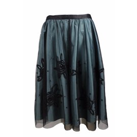 Les Petites Schwarzer bestickter Tüllrock Größe 3